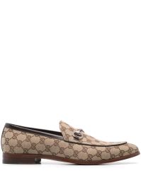 Gucci loafers met horsebit-detail en gg-canvas - beige