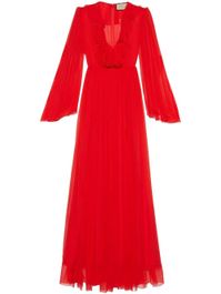 Gucci maxi-jurk met ruches - rood