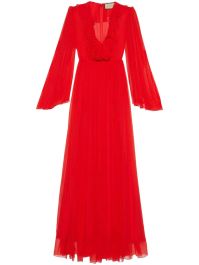 Gucci maxi-jurk met ruches - rood