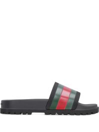 Gucci pursuit slippers met web detail - zwart