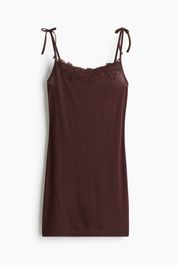 H & m - negligé met strikbandjes - bruin