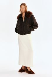 H & m - oversized jack met kraag - bruin