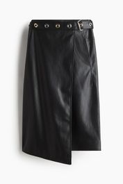 H & m - overslagrok met coating - zwart