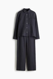 H & m - pyjama van katoenen mousseline - grijs