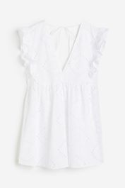 H & m - strandjurk met broderie anglaise - wit