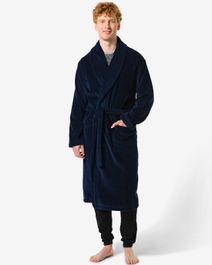 Hema hema badjas velours donkerblauw (donkerblauw)