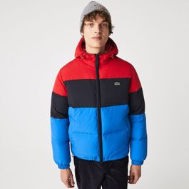 Heren lacoste lichtgewicht waterafstotend pufferjack in rood