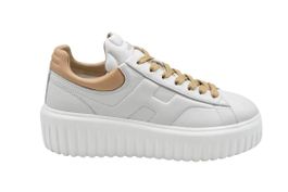 Hogan low-top sneakers - ivory sneakers with platform sole and rounded toe in beige