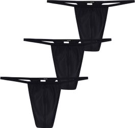 Hom g-string plumes 3-pack zwart