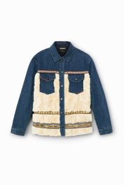 Hybride spijkerjack met schapenvacht - blue - s
