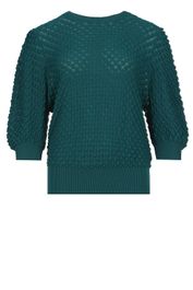 Jacquard trui met pofmouw peacock groen
