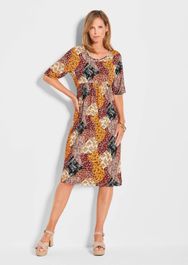 Jersey jurk - braun / gedess. - gr. 24 van goldner fashion