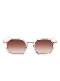 John dalia zonnebril met geometrisch montuur - beige
