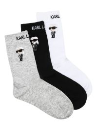 Karl lagerfeld drie paar ikonik intarsia sokken - zwart