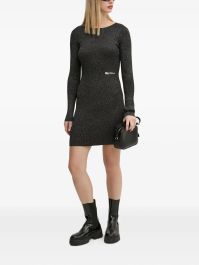 Karl lagerfeld jeans mini-jurk met open rug en glitters - zwart