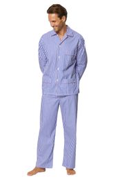 Katoenen bonsoir pyjama blauw gestreept