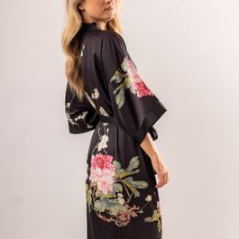 Ledamon Kimono voor dames, korte badjas voor dames, met zakken, bloemenbadjas, nachthemd, Oranje, One size Ledamon Kimono voor dames, korte badjas voor dames, met zakken, bloemenbadjas, nachthemd, Oranje, One size