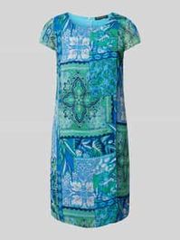 Blauwe Knielange jurk met all-over print