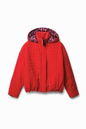 Kort gewatteerd jack met capuchon - red - l