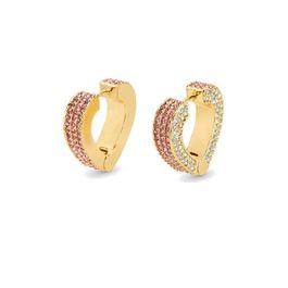 Kurt geiger oorbellen pave heart huggies met strass goudkleurig/roze