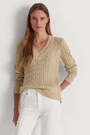 Lauren ralph lauren gebreide kabeltrui beige