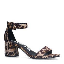 Leopard sandalen met blokhak
