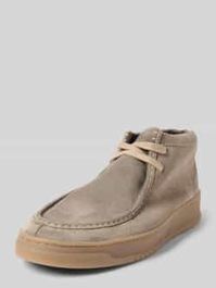Beige Leren boots met siernaad, model 'ever'