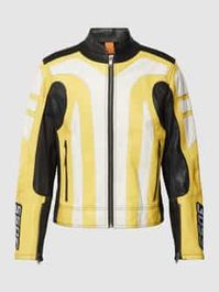 Leren jack met colour-blocking-design, model 'jocas'