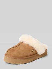 Leren slippers met labelstitching, model 'disquette'
