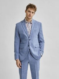 Blauwe Lichte lillenmix blazer