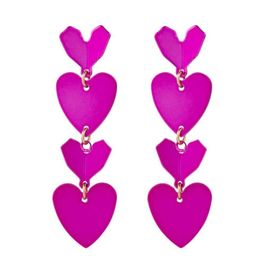 Life of bulu oorbellen met hartjes fuchsia