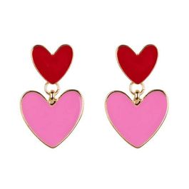 Life of bulu oorbellen met hartjes rood/roze