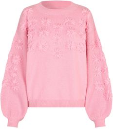 Lollys laundry gebreide trui roze broderie