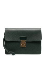 Louis vuitton 2000s pre-owned clutch met gespsluiting - groen
