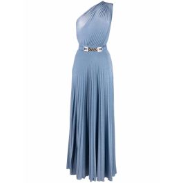 Lurex maxi jurk met Één schouder elisabetta franchi , blauw , dames