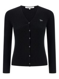 Maison kitsuné baby vest met vossenpatch en knopen - zwart