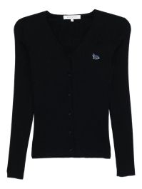 Maison kitsuné geribbeld vest met baby fox-patch - blauw