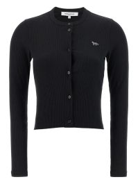 Maison kitsuné geribbeld vest met vossenpatch - zwart