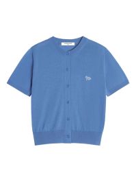 Maison kitsuné vest met baby fox-borduurwerk - blauw