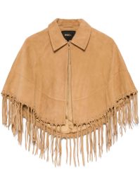 Maje cape met franje - bruin