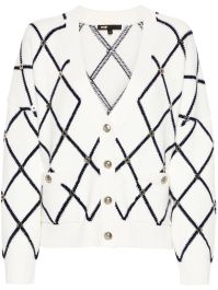 Maje gebreid vest met diamantpatroon - beige