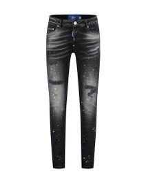 Zwarte Malelions men slim regular destroyed jeans | black rinse