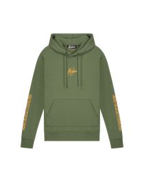 Malelions men stained hoodie - army/orange