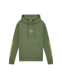 Malelions men stained hoodie - army/orange