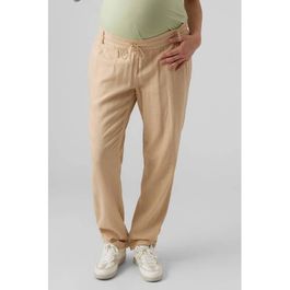 Mamalicious regular fit broek mlbeach met linnen ecru effen - maat xs