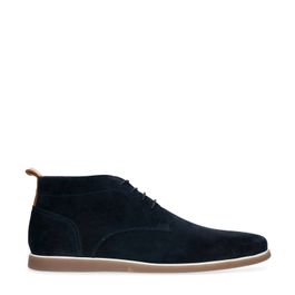 Manfield suède veterschoenen donkerblauw