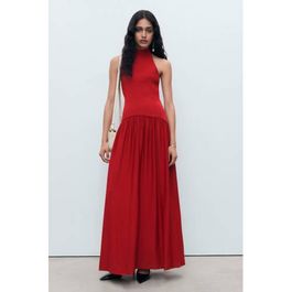 Mango maxi jurk fijn gebreid rood