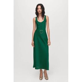 Mango satijnen maxi jurk groen