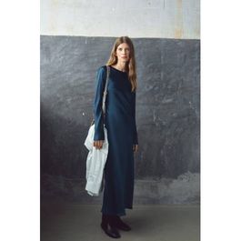 Mango satijnen maxi jurk marine