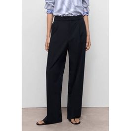 Blauwe Mango wide leg low waist pantalon marine